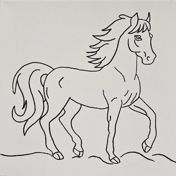 Flat view of full horse in profile