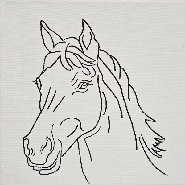 Flat view of horse head canvas