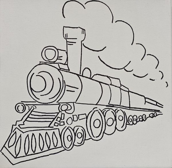 Flat view of modern-style train on tracks