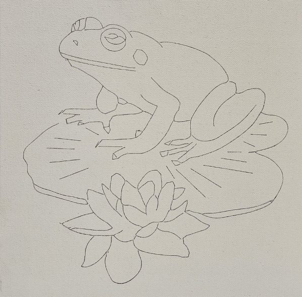 Flat view of frog on lily pad illustration
