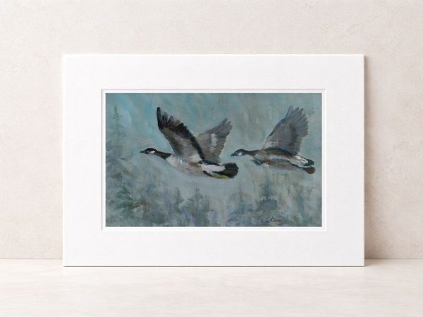 spring flight bird art print 8x10 hand painted acrylic wall art with geese in flight